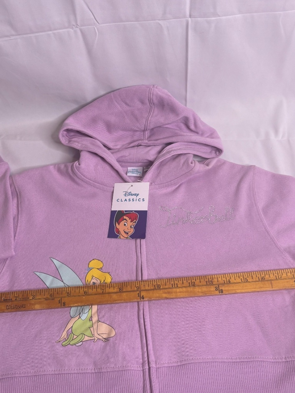 NEW Disney Peter Pan Classics Tinker Bell Girls Zip Up Hoodie Size 12 NWT - Picture 9 of 13